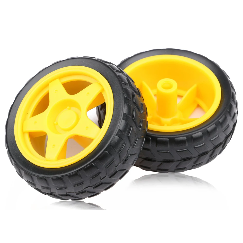 Motor eléctrico de CC con Motor TT de plástico, rueda de neumático de 3-6V, Motor de engranaje de doble eje TT, Motor de caja de cambios magnética para Arduino Smart Car