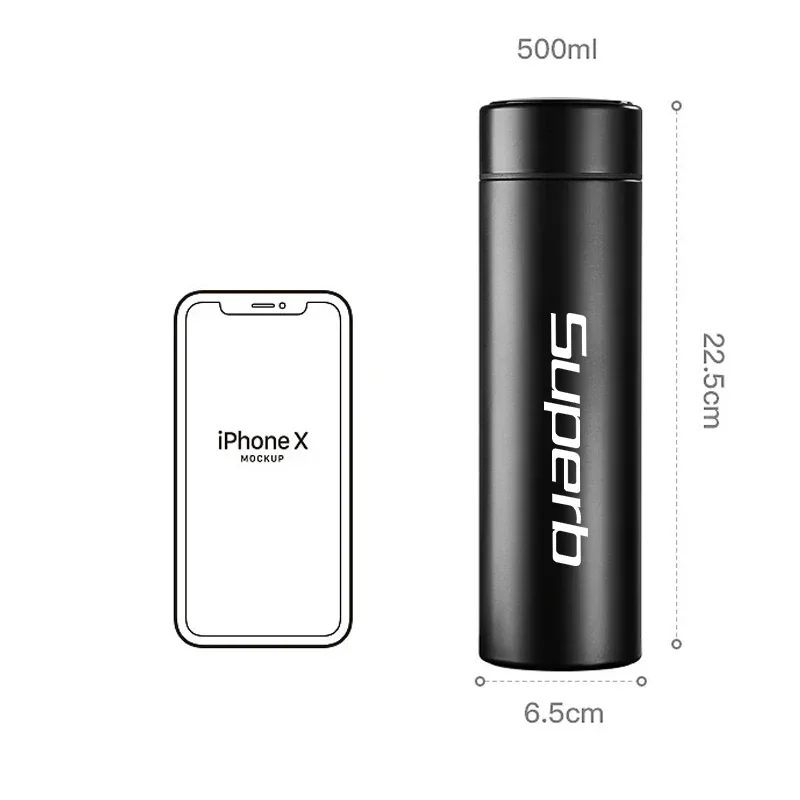 Taza aislante con pantalla de temperatura inteligente para coche, 500ml, para Skoda Octavia Fabia Rapid Superb Scala Karoq Citigo Kamiq Yeti VRS