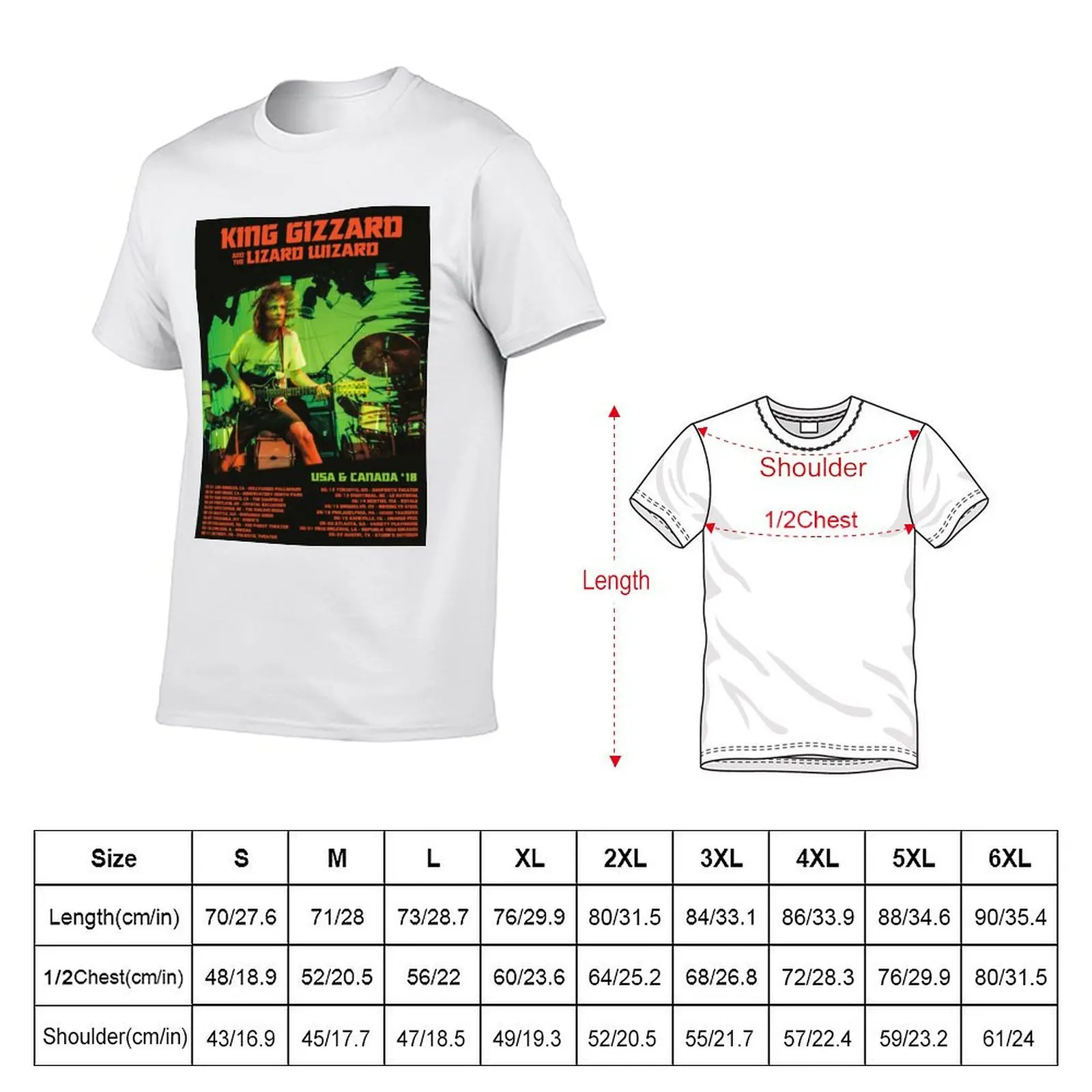 King Gizzard and the Lizard Wizard tour Poster T-Shirt Active Sports Short Sleeve Cotton Shirt
