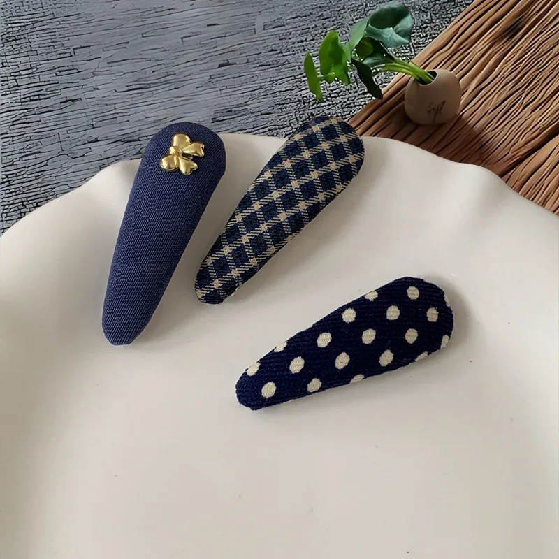 Baby Hair Clips for Girls Oval Snap Clips Embroidery Flower Hairpin Toddler Plaid Dot Wrapped Korean Style Hairgrips Accessorrie