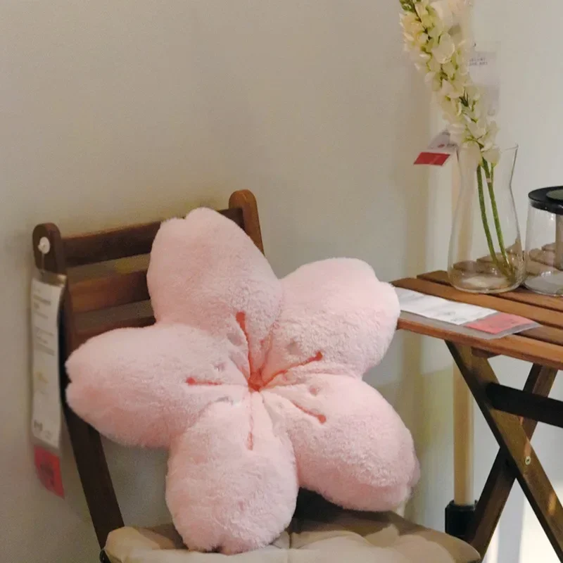 New Pink Sakura Plush Pillow Kawaii Flowers Plush Pillow Mat Lifelike Soft Cherry Blossom Cushion Plushie Props Cute pillow