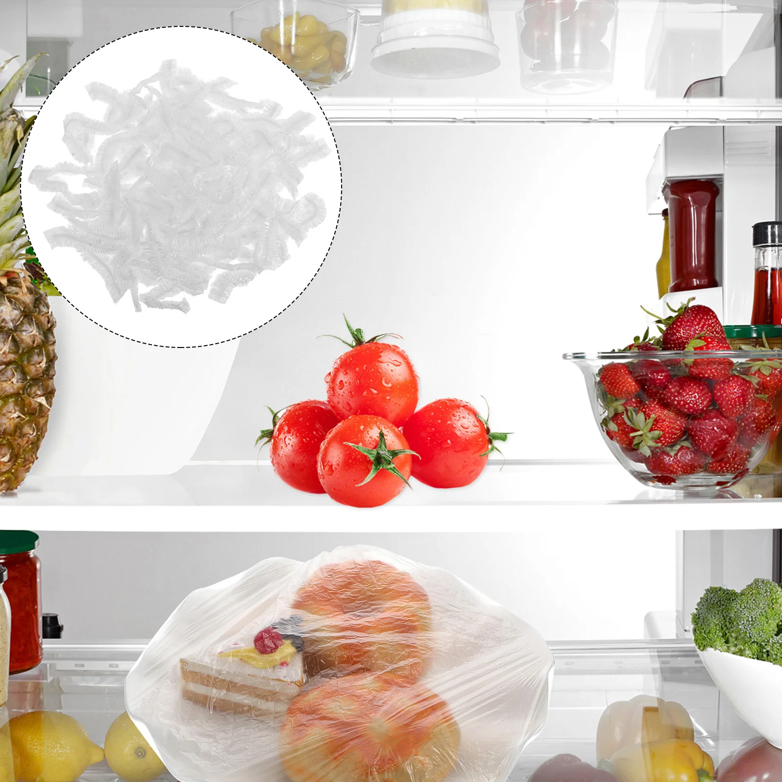 

100pcs Plastic Wrap Bowl Cover Elastic Food Storage Covers Clear Stretch Bowl Covers For Kitchen Container Outdoor Party