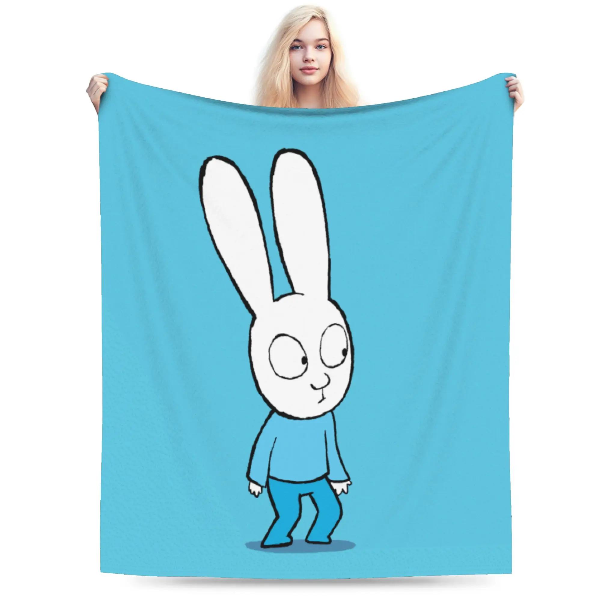 Super Soft Blanket Plane Travel S-Simon Super Rabbit Throw Blanket Novelty  Bedspread For Couch Bed