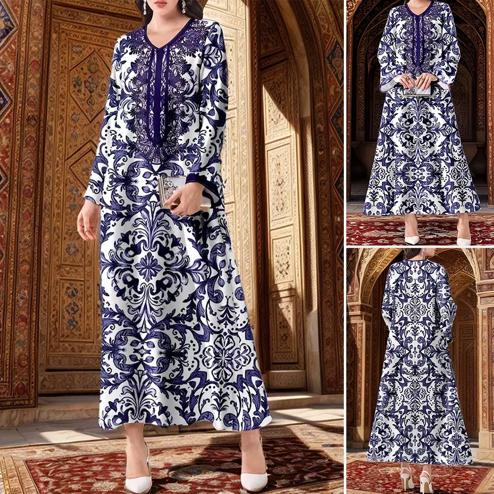 

Mia Muse Boutique Ramadan Essentials женские мусульманские традиционные цветочные платья макси с длинными рукавами и v-образным вырезом на каждый день