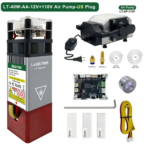 Módulo láser de árbol láser de 5W con láser auxiliar, cabezal láser azul de 450nm para bricolaje, cortador CNC de madera, cabezal de herramienta de grabado y accesorios