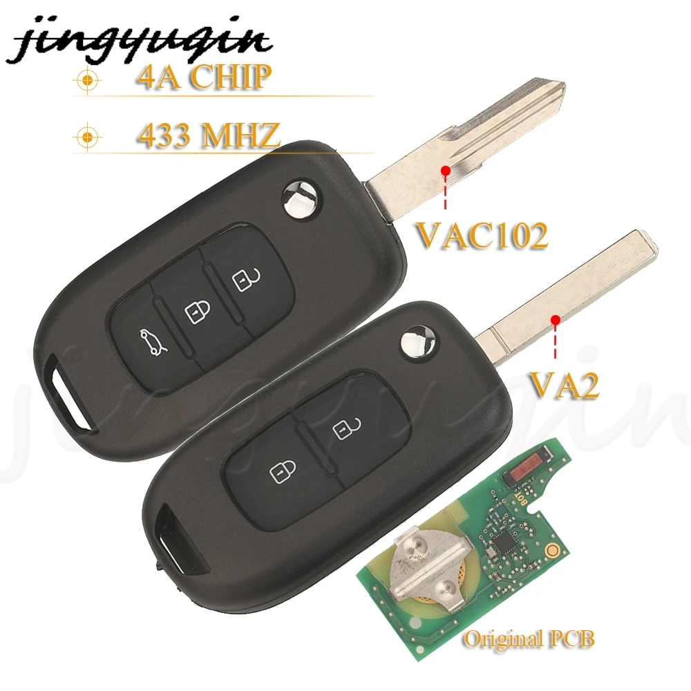 Jingyuqin 433MHz 4A Chip 2/3Buttons Car Remote Key Original PCB N5F-PFK1A For Renault Logan Duster Sandero Oroch Fob Control