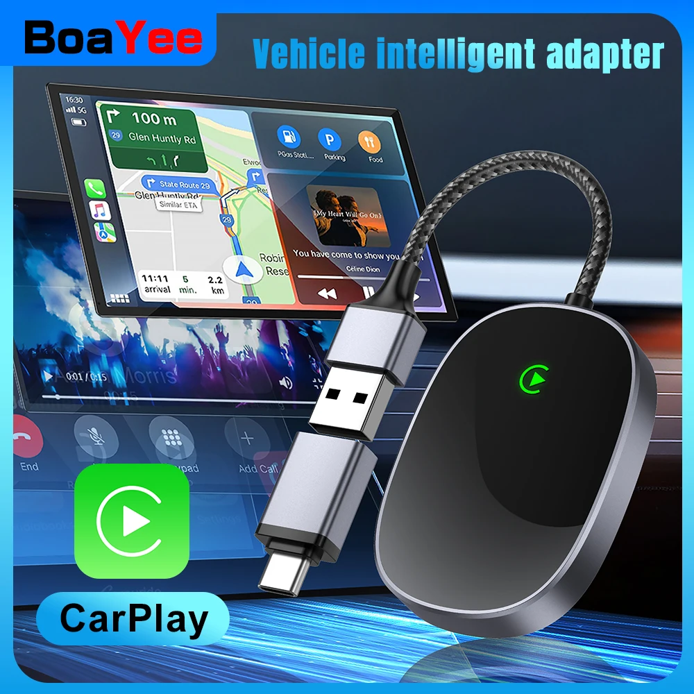 Adattatore Carplay wireless Convertitore Carplay cablato a USB/Tipo C Controllo Bluetooth per Apple CarPlay Plug and Play iOS 10+ Auto