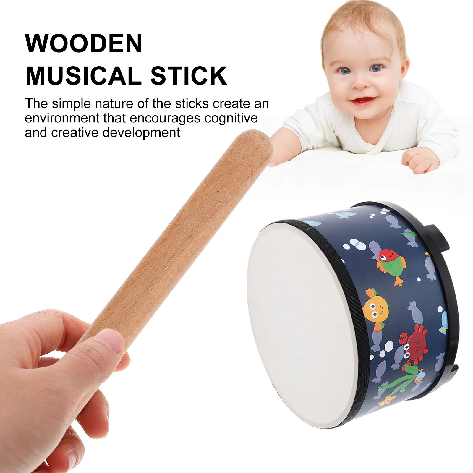 

3Pairs Wooden Rhythm Claves 8Inch Hardwood Percussion Sticks for Kids Beginners Music Education Starter Instrument Bright Tone