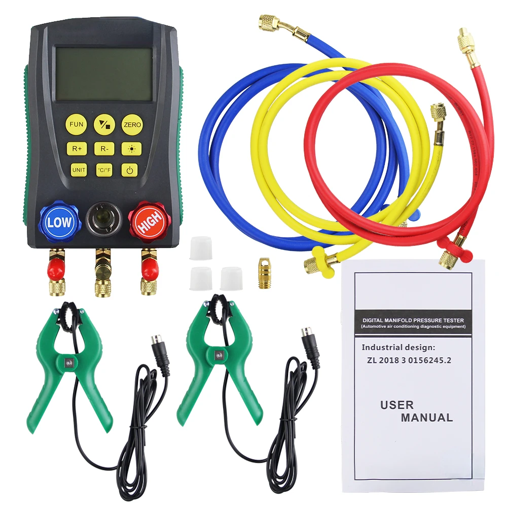 Digital Manifold Pressure Gauges Meter Refrigeration HVAC Vacuum Pressure Manifold Temperature Leakage Tester