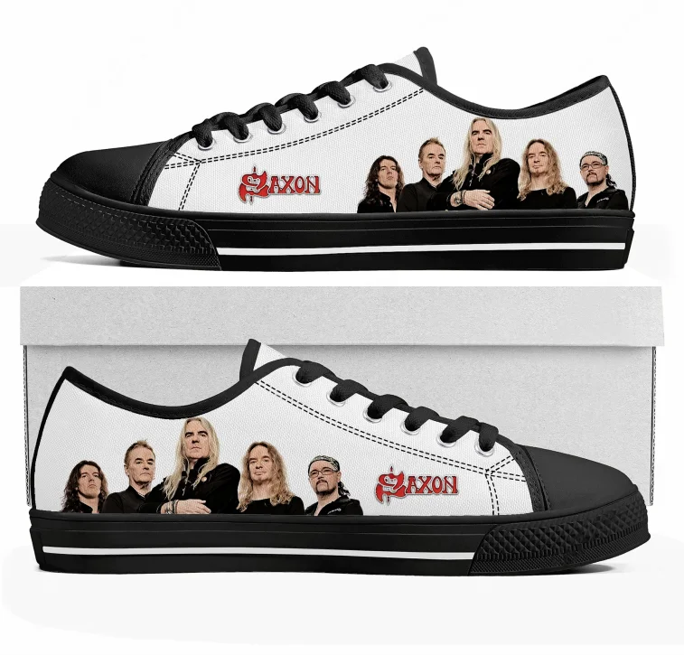 Sneakers basses Saxon Band de haute qualité pour hommes, femmes et adolescents, baskets en toile décontractées, chaussures de couple, motifs tendance, chaussures personnalisées