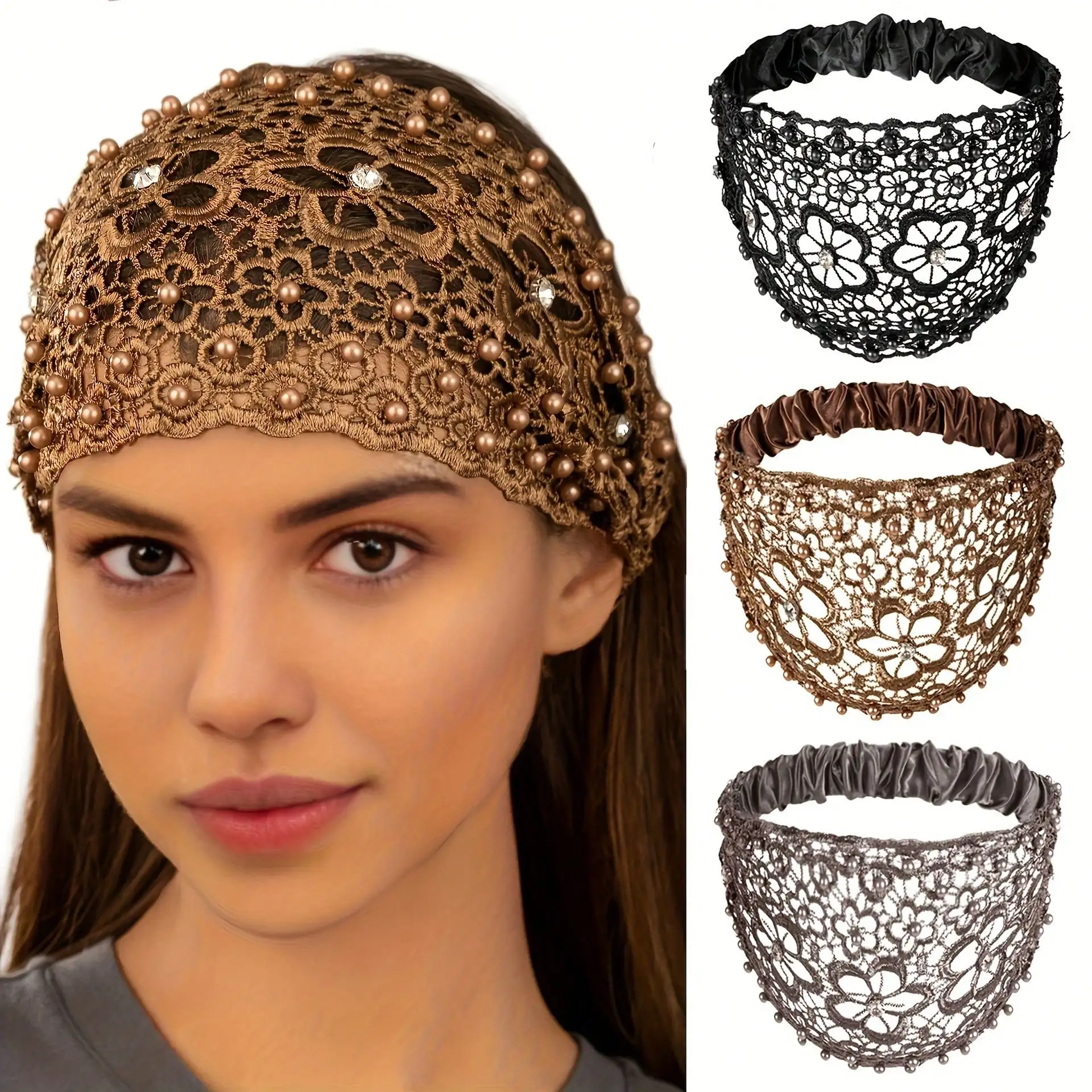 

4PCS Spring Summer Airy Bohemian Design Headbands,Solid Color Outdoor Sports Headbands,Retro Stretch Hair Accessories ﻿