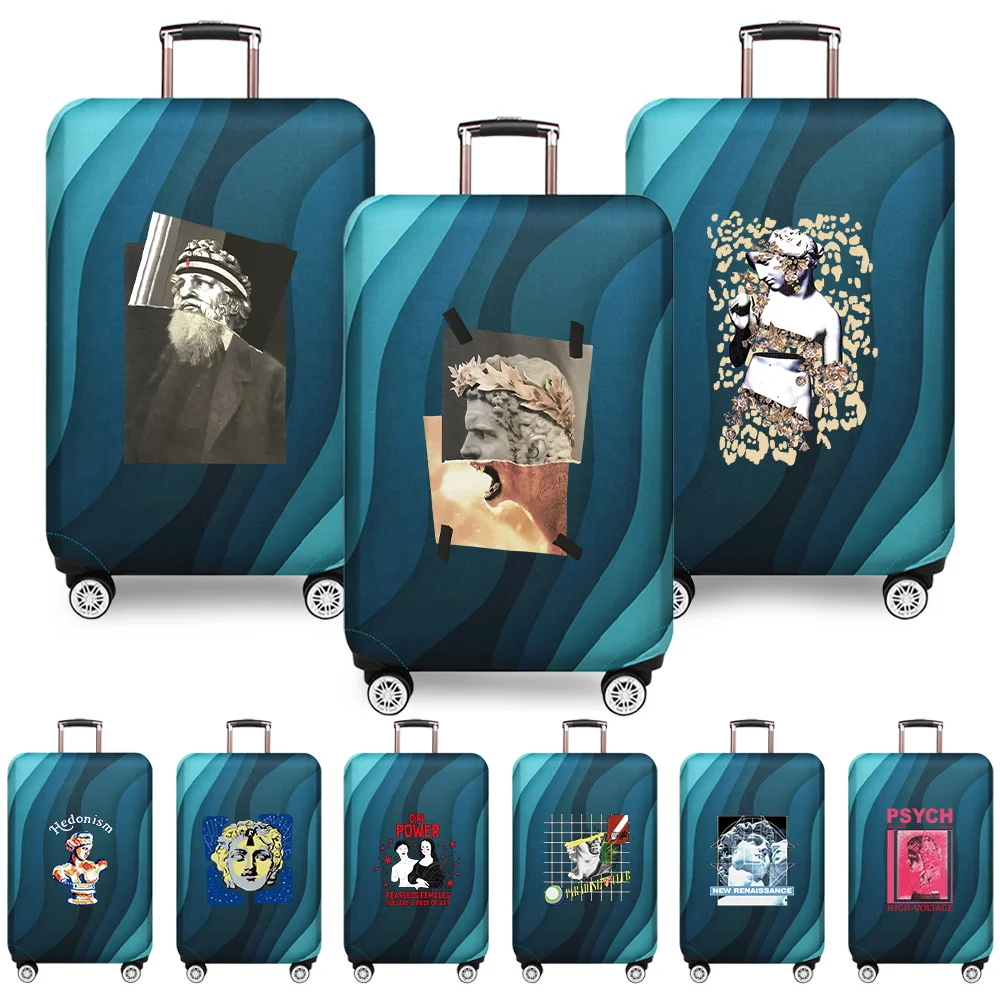 Portable Thick Elastic Luggage Protective Cover Simplicity Dust Cover Anti-Scratch Protective Sculpture Print Travel Accessories