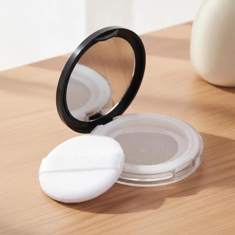 3g Portable Travel Powder Box Thin Plastic Makeup Jar With Mirror Powder Puff Loose Powder Sifter