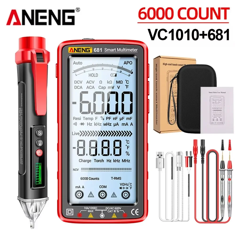 Smart Multimeter Kit Rechargeable ANENG High-end Touch 6000 Counts Multimetro Test Multitester AC/DC Voltage Tester Current Tool