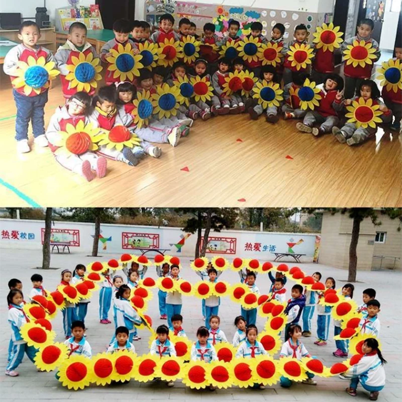  10 قطعة 35 سنتيمتر عباد الشمس الرقص الدعائم باليد الزهور الأطفال عباد الشمس الدعائم مهرجان الحفلات المرحلة Perfor ازياء اكسسوارات