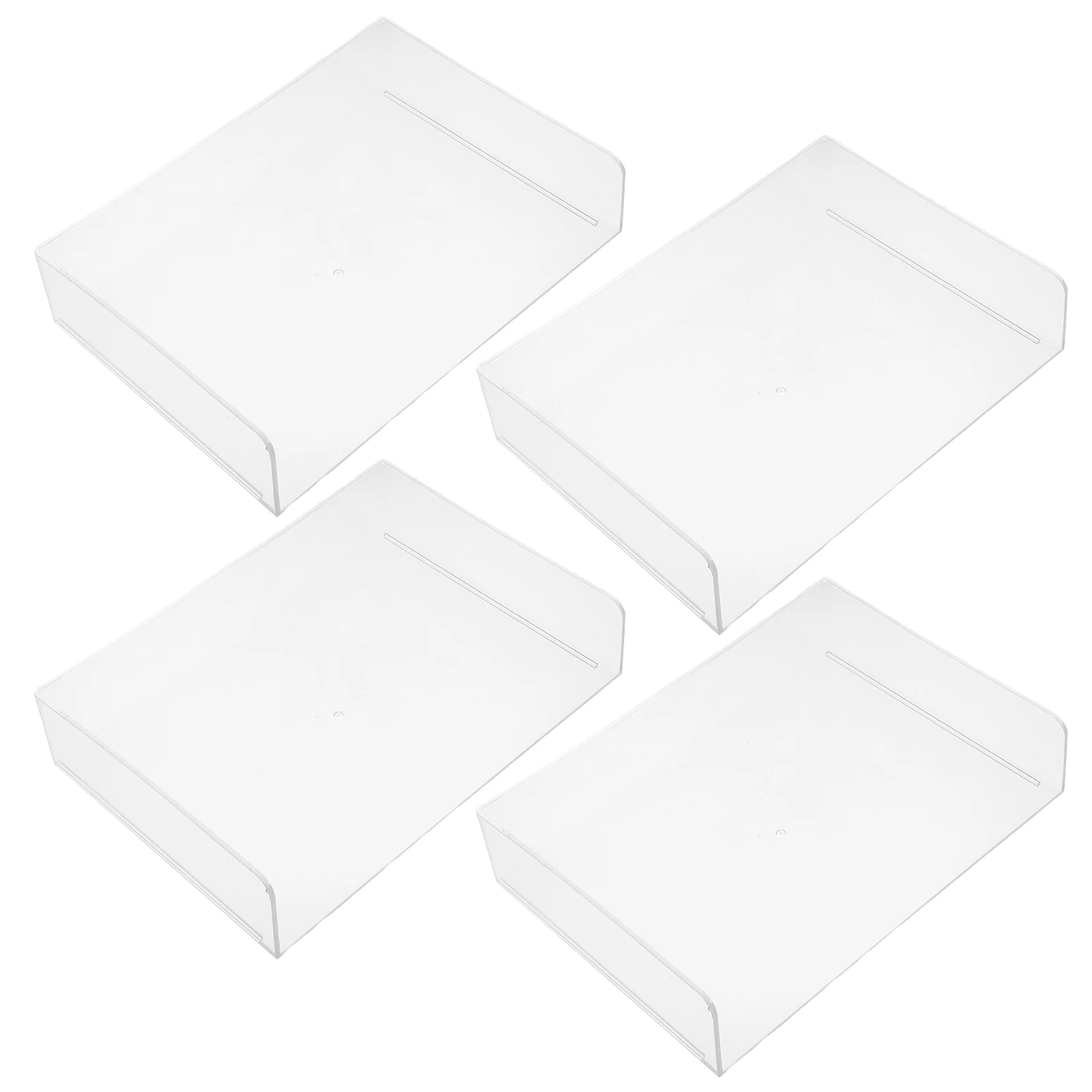 4 Layers Acrylic Office Storage Box Transparent Desktop Organizer File Tray Stackable Paper Trays Document Holder Large Capacity