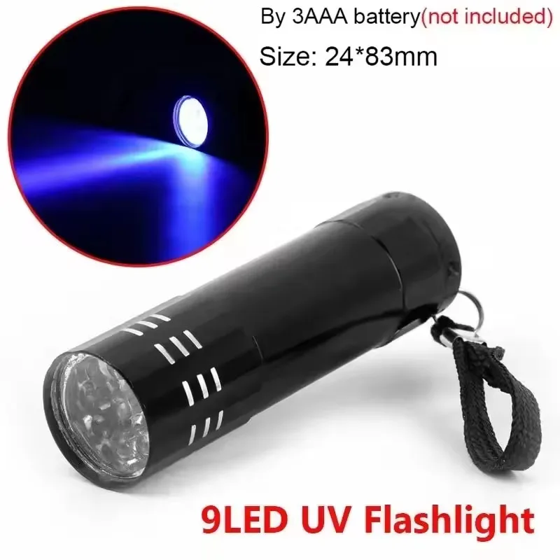 

9 LED UV Black Light 1/10PCS Mini UV Flashlight 50LM Detection Light Outdoor Portable Lighting Tool for Nails Black Light Lamp