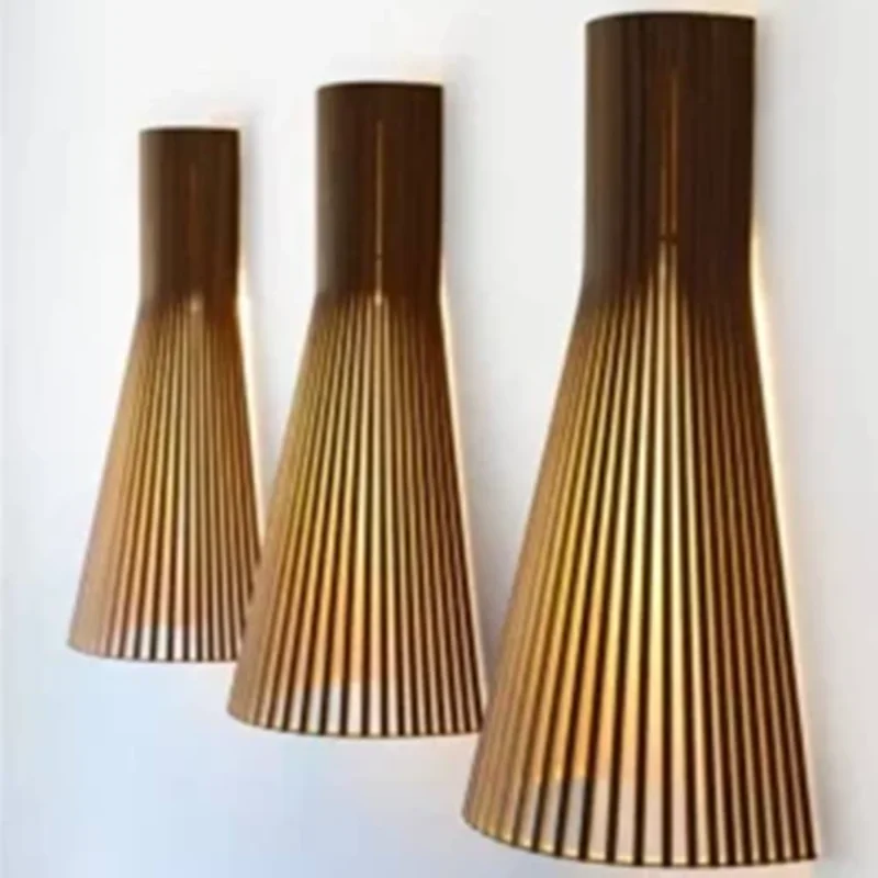 

Unique Striped Conical Design Wooden Pendant Light Personalized and Creative Home Decoration Lighting Fixture Drop Shipping