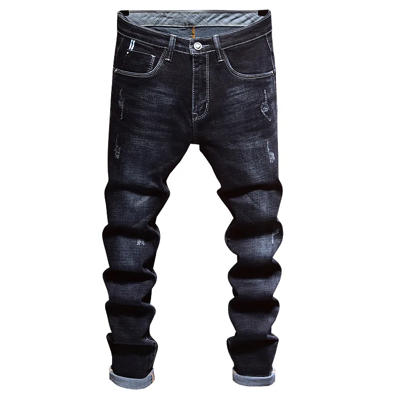 

Весенние и осенние джинсы, мужские облегающие прямые брюки в корейском стиле, модные универсальные эластичные брюки для поездок на работу