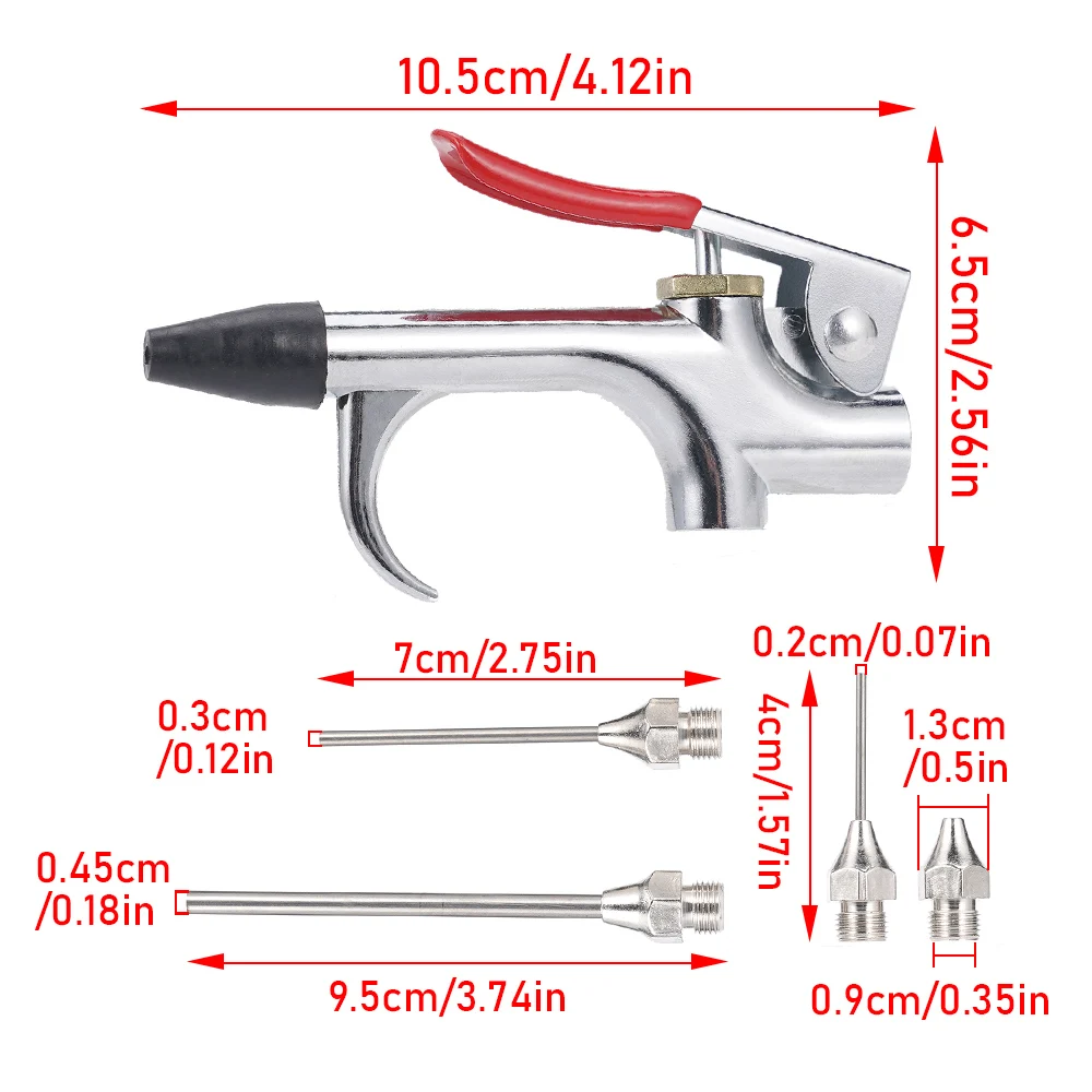 5Pcs/set Air Compressor Blow Gun Metal Tool Air Inlet Kit Spray Blower Inflatable Nozzle Pneumatic Tool Dust Cleaning Tool Kit