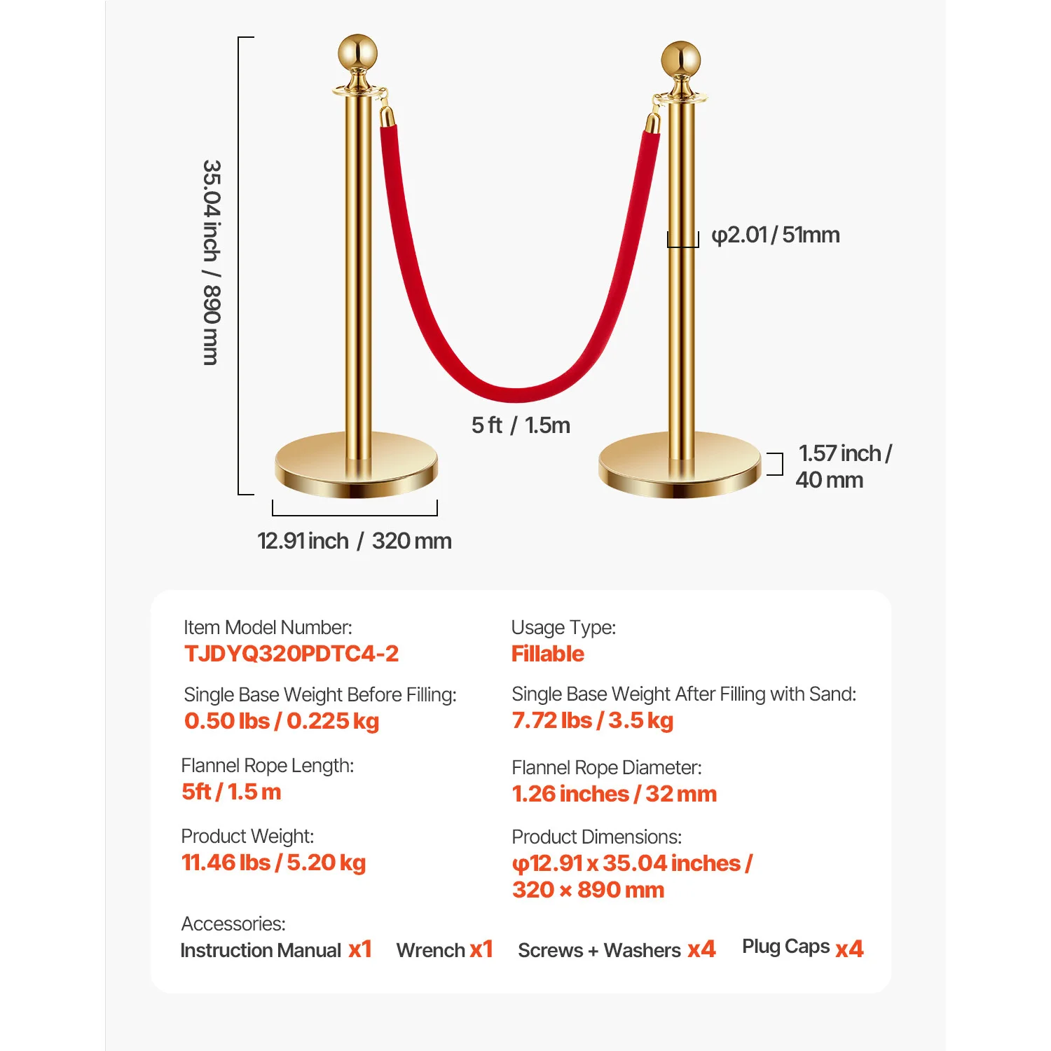 VEVOR Stanchions 4/6/8 قطعة عمود من الفولاذ المقاوم للصدأ مع قاعدة قابلة للتعبئة حبال وأعمدة مخملية حمراء لحواجز التحكم في الحشود