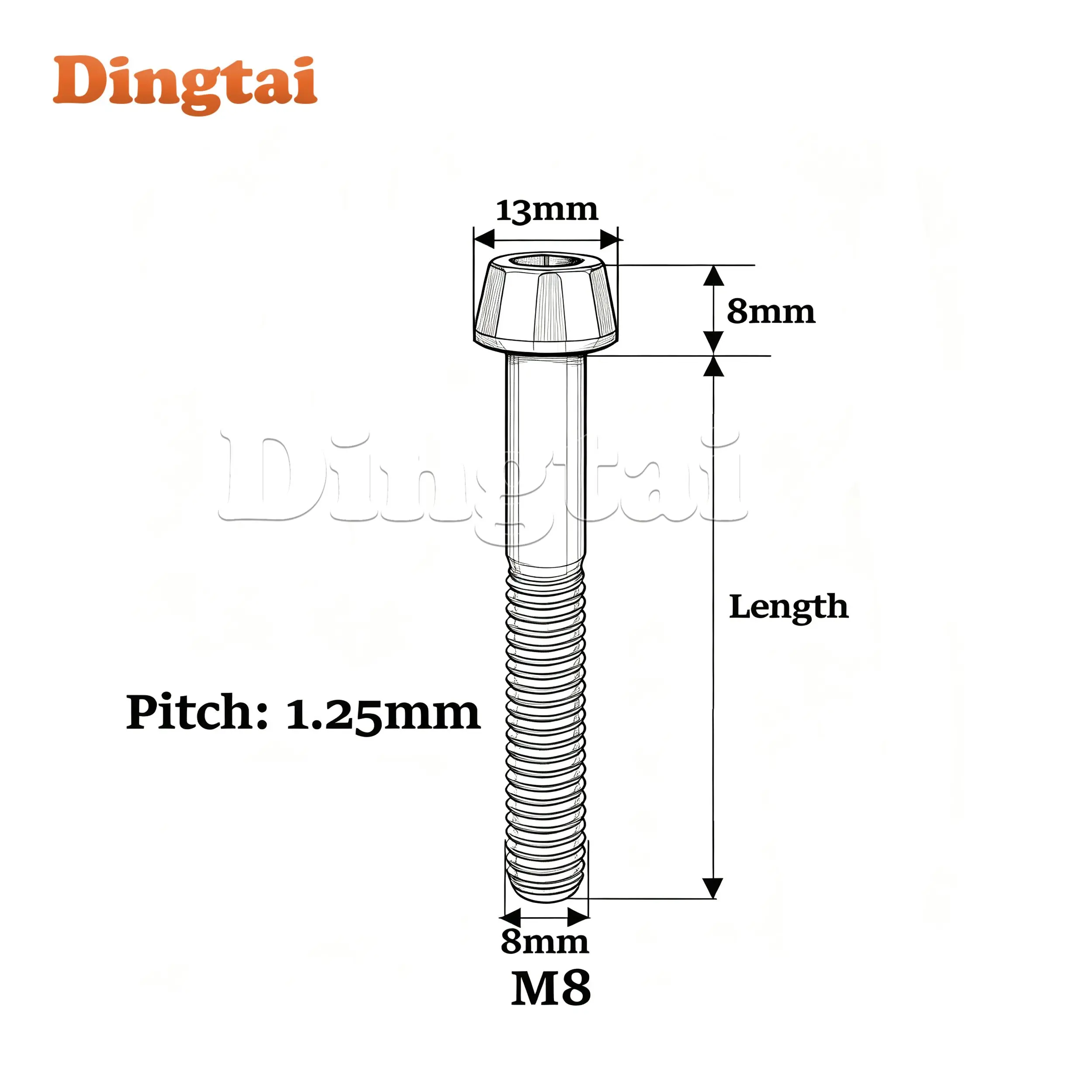 Titanium Bolt M8x15 20 25 30 35 40 45 50 60 70mm Allen Key Taper Head Screw For Bicycle Motorcycle Car Ti Fastener