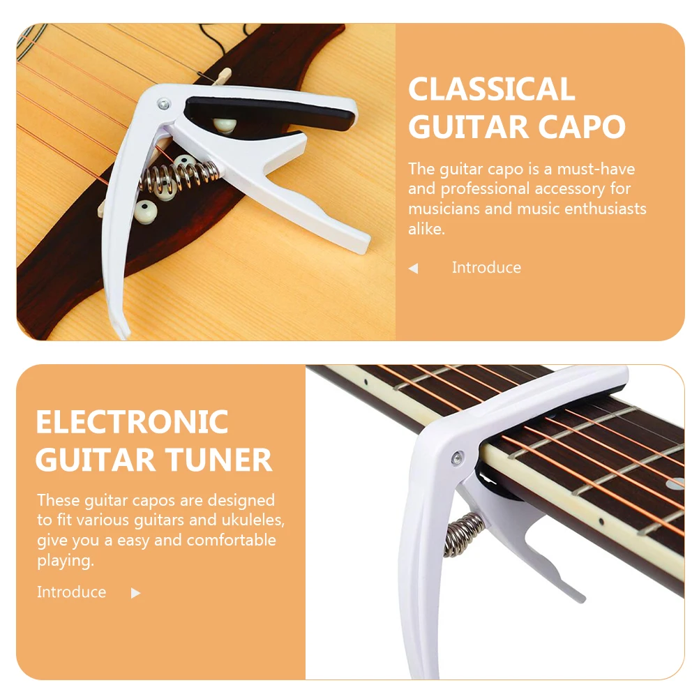 

2pcs Guitar Capo ABS Clamp for Acoustic Classical Guitars Ukulele Tuner Accessories White Black Durable Professional