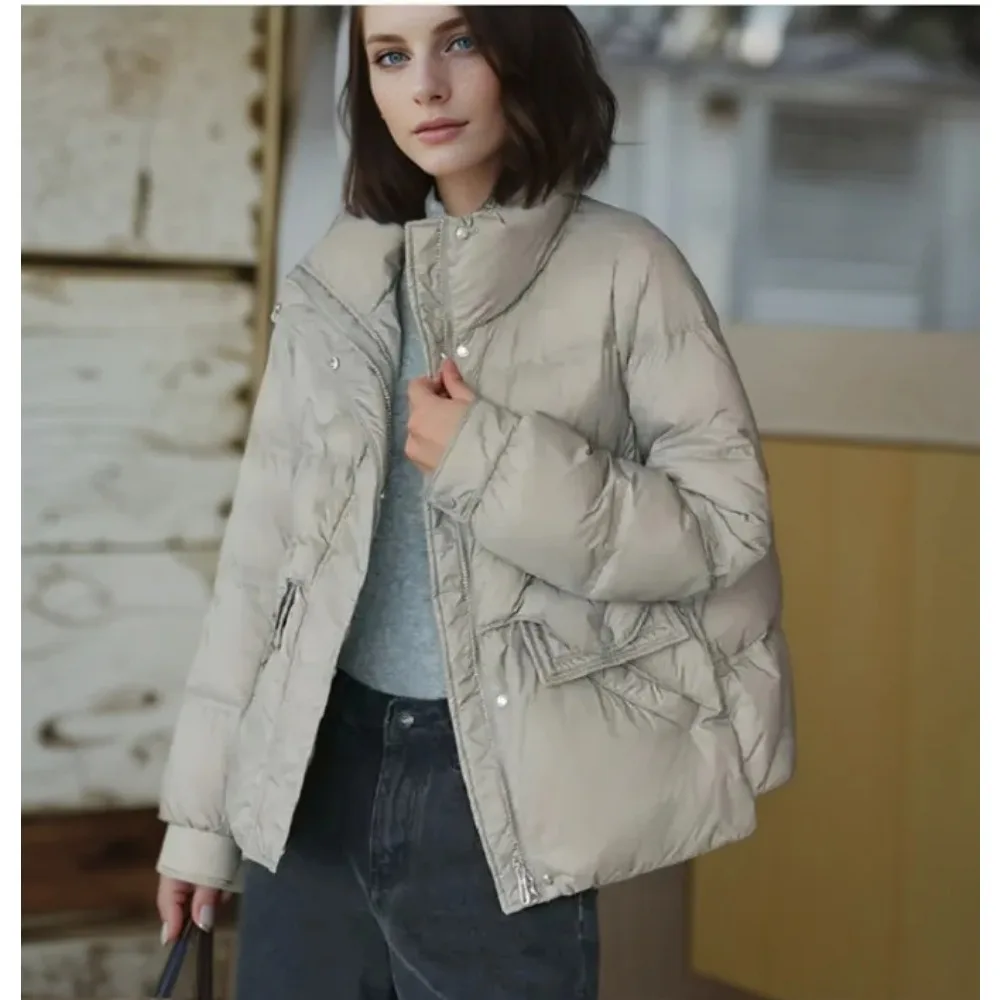 New Autumn Winter Jackets for Women Stand Collar White Duck Down Jacket Ultra Light Windproof Feather Parkas Female Puffer Coat