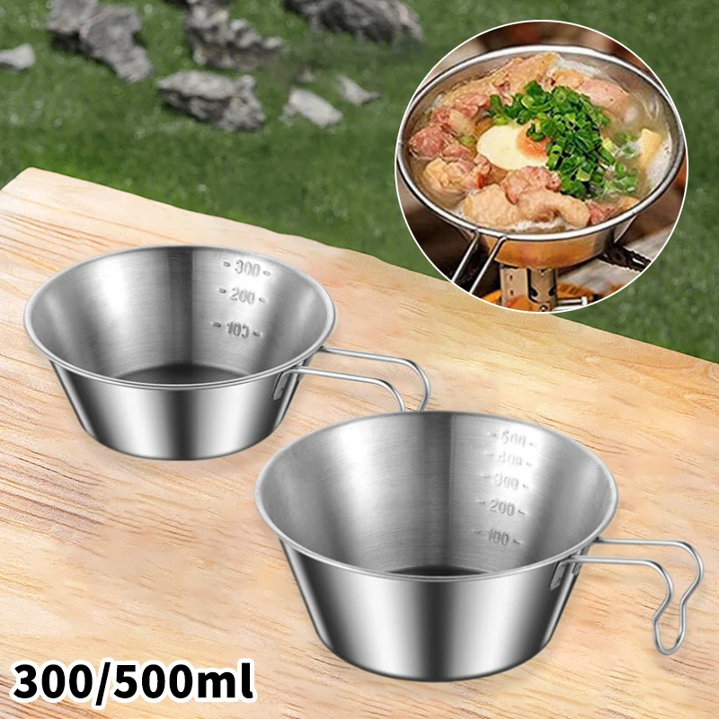 300/500ml Sierra Cup Outdoor Stainless Steel Sierra Coffee Cup Picnic Tableware Portable Barbecue Hiking Camping Tea Cup