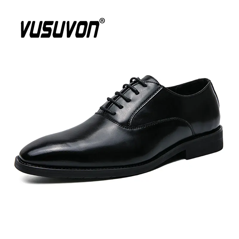 Fashion Men Oxford Shoes Dress Classic Loafers Wedding Black Causal Business Footwear For Boys Party Size 38-44