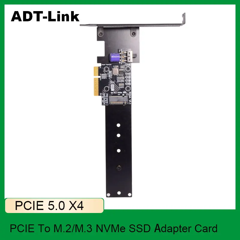 

ADT PCIe 5.0 x4 to M.2 NVME SSD Solid State Drive Adapter Card Holder Supports Gen5 R24A