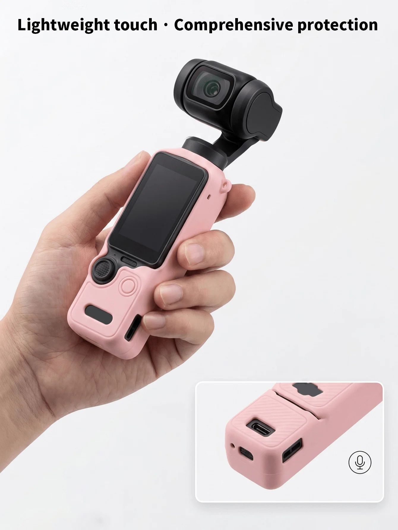 Suitable for Dji Osmo Pocket 4 Body, Silicone Protective Case, Gimbal Protective Cover, Lens Protective Film, Anti-Scratch Protective Cover, Anti-Collision Protective Cover, Soft Silicone Protection, Dust-Proof Accessories, Camera Housing Accessories