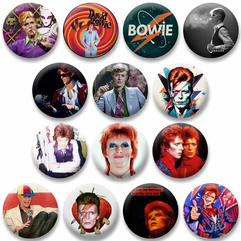 Classic Singer D-DavidS B-Bowie Lapel Pins Funny Round Snap-in Badge on Backpack Hat Accessories Jewelry Brooch Gifts for Friend