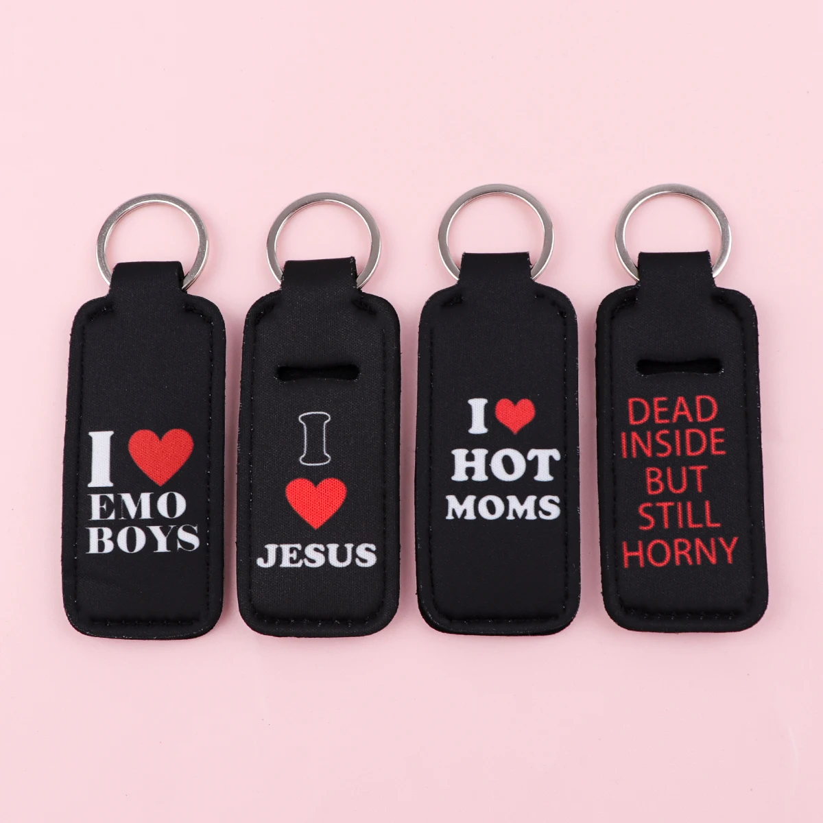 Quotations Clip On Lipstick Holder Keychain Print Keyring Trendy Lip Balm Key Chain Bag Charms Travel Accessories