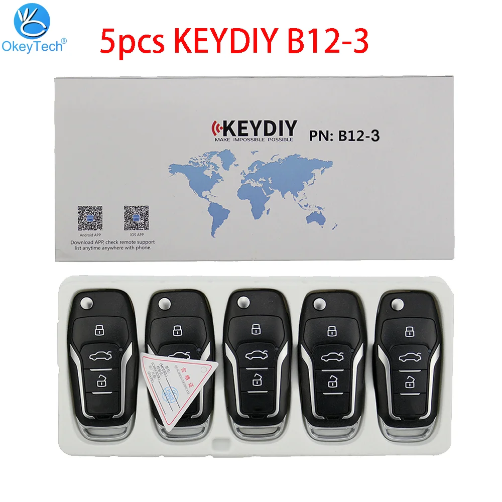 

OkeyTech 5pcs/lot B Series B12-3 3 buttons For Ford Style Universal KD Remote Control For KD200 KD900 KD900+URG200 KD-X2