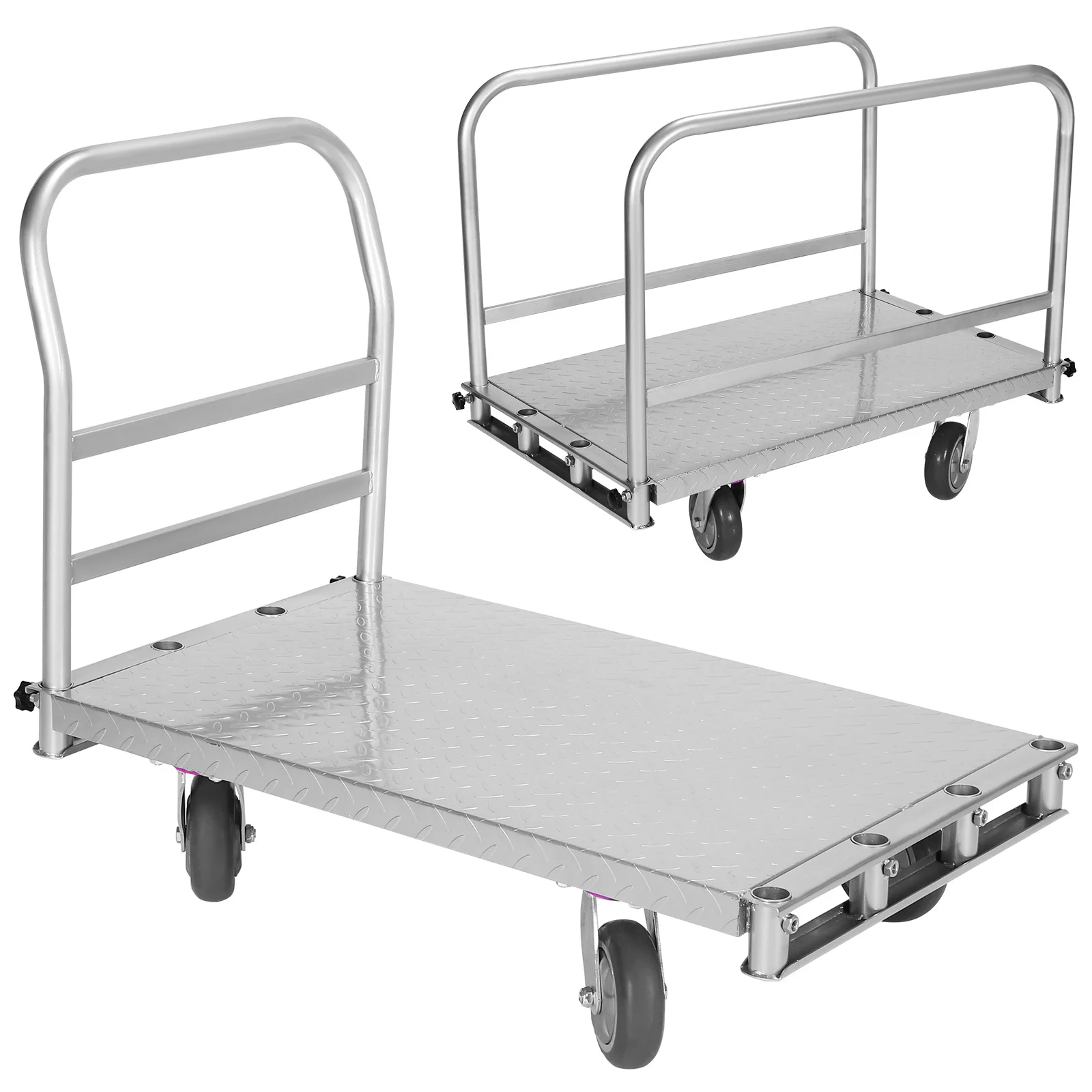 

Drywall Cart 4 Swivel Casters with 2500lbs Capacity 36x24inch Steel Board with 3 Side Handrails for Handling Wall Panel