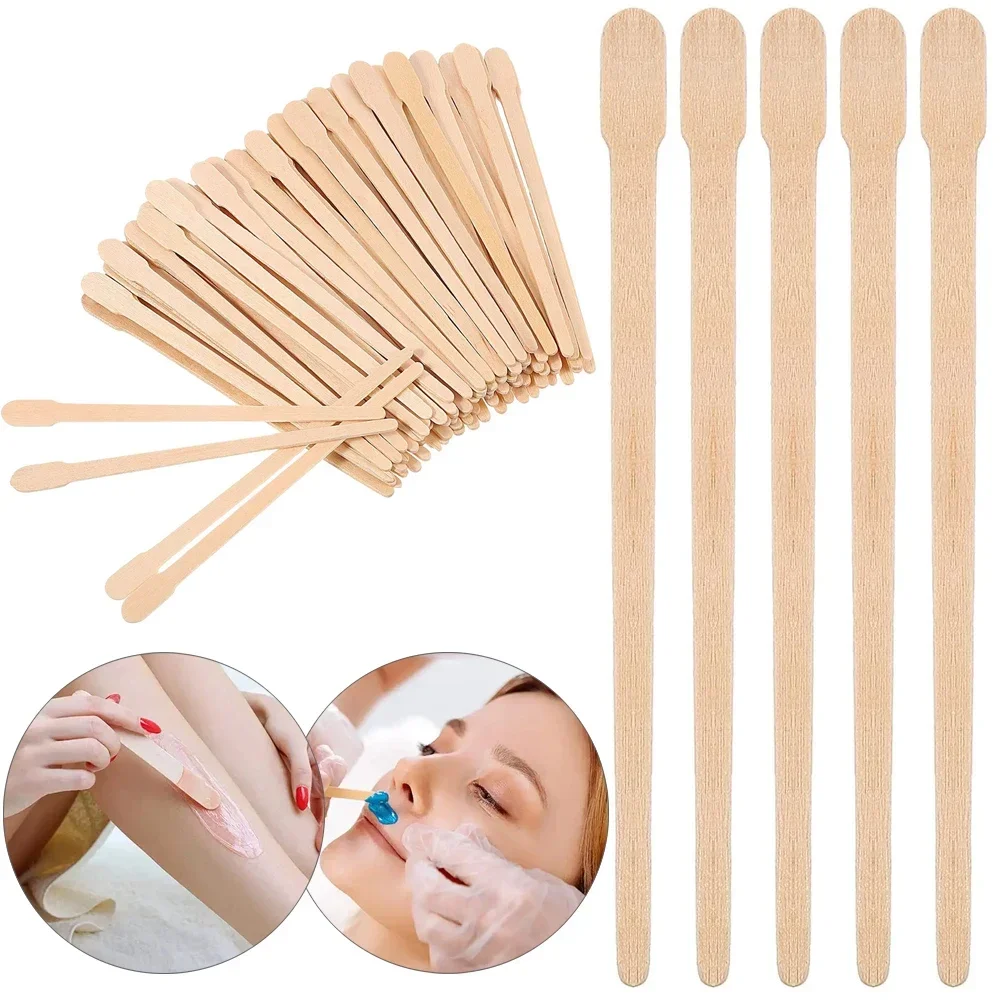 

100PCS Woman Wooden Hair Removal Stick Disposable Depilation Spatula Wax Sticks Wood Face Eyebrows Waxing Spatula Beauty Tools