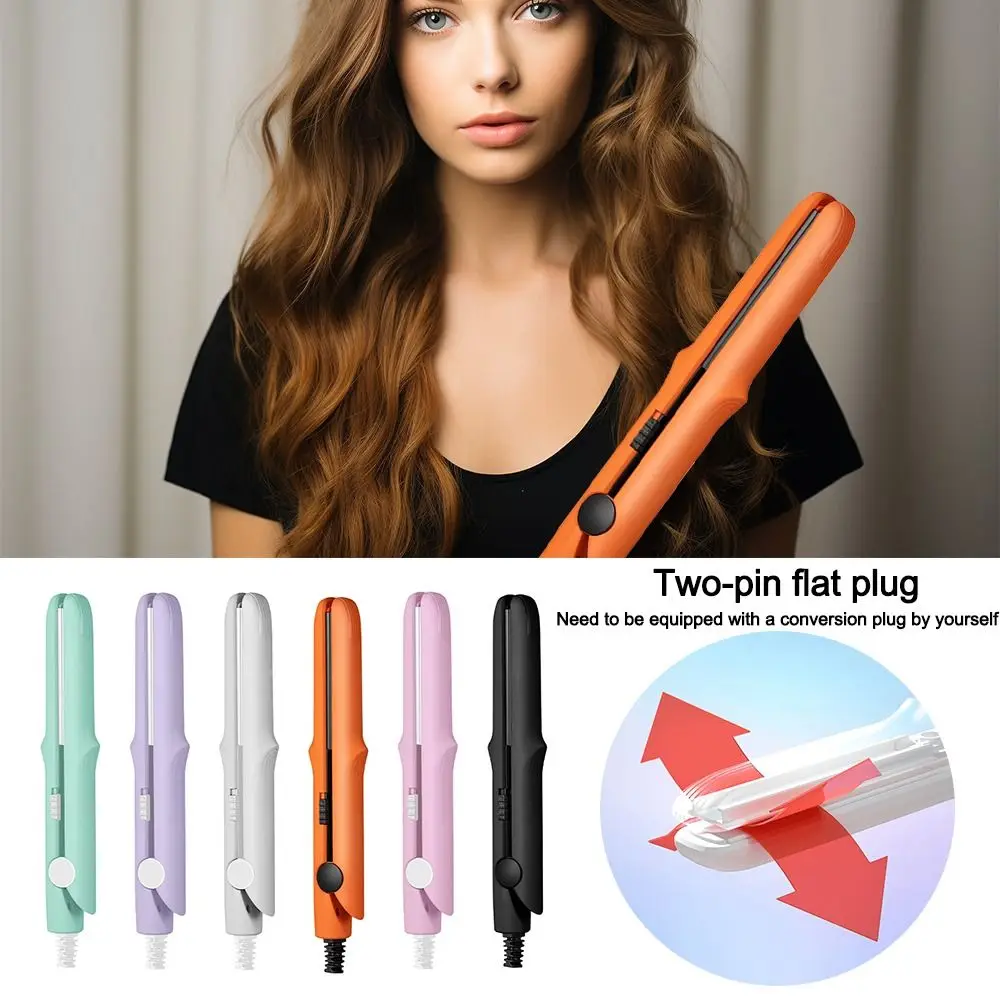 Portable 2-in-1 Curling Iron USB Rapid Heating Curling Wand & Flat Iron Anti-Static Electric Splint Women