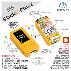 M5Stack Official M5StickC PLUS-PLUS2 with Watch Accessories Mini IoT Development Kit 1.14-inch TFT Screen IoT Controller