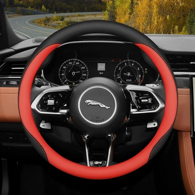 Leather Car Steering Wheel Cover for JAGUAR XE XF F-PACE E-PACE F-TYPE I-PACE Ultra Thin Anti Slip 2024 2025 2026 Accessories
