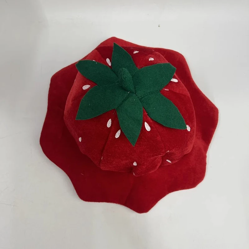 Plush Cute Strawberry Fruit Hat Headgear for Theme Parties Photo Props Carnivals Halloween Strawberry Fashion Cosplay Accessory 2