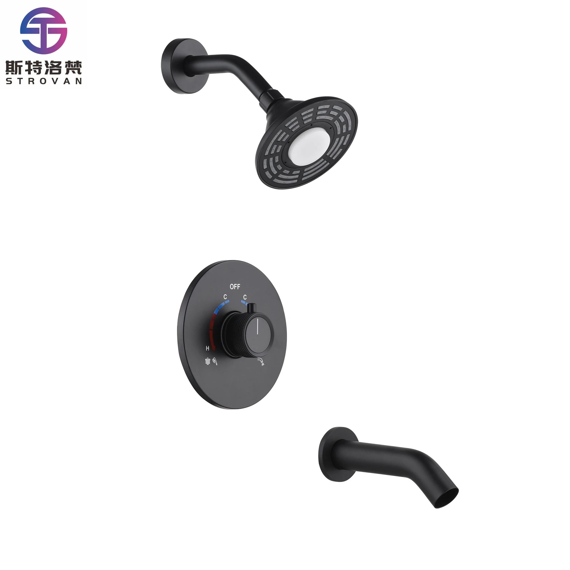 نظام الدش كروم دش مجموعة رأس دش عالي الضغط مثبت على الحائط مع LED #1