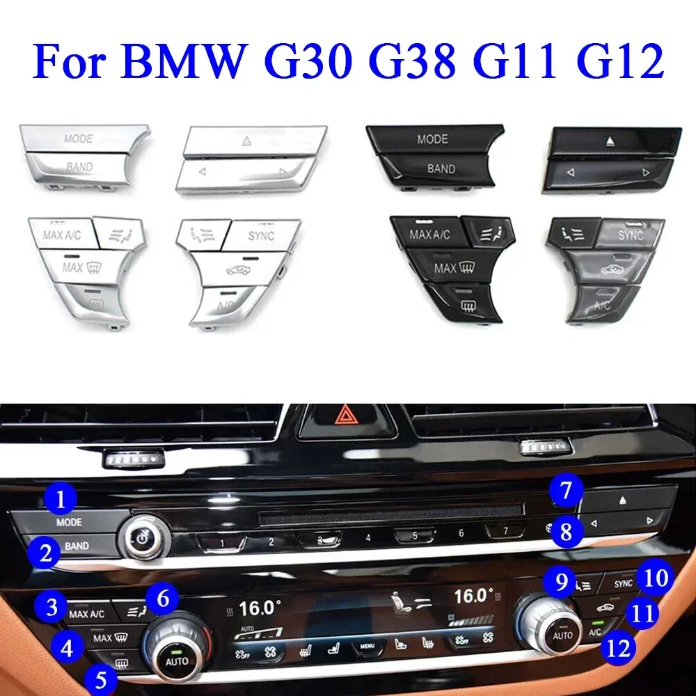 Car Accessoires 12/Set Dash Console AC Air Vent Control Push Button Cover Keys Replacement For BMW 5 7 Series G30 G38 G11 G12