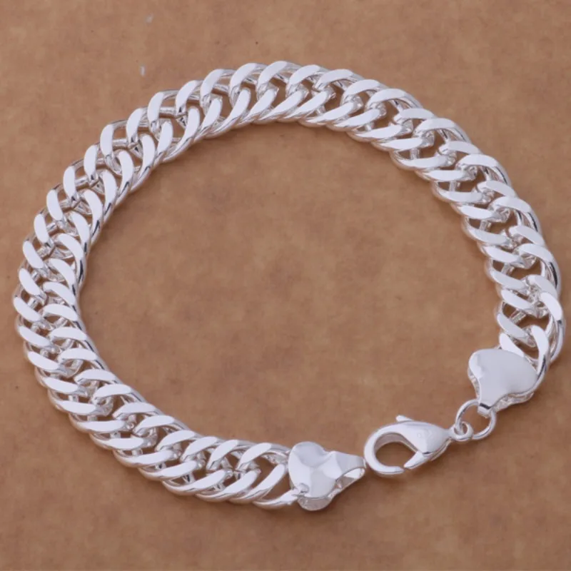 10MM 925 Sterling Silver Men Bracelet Classics Side Chain for Women Men Fashion Simple Engagement Wedding Jewelry Gifts Party