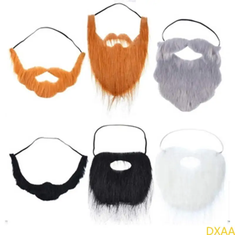 DXAA 6 PIECES Künstliche Bärte Schnurrbärte Bart -Schnurd mit Elastic Band Halloween Cosplay Accessoires für Frauen Männer