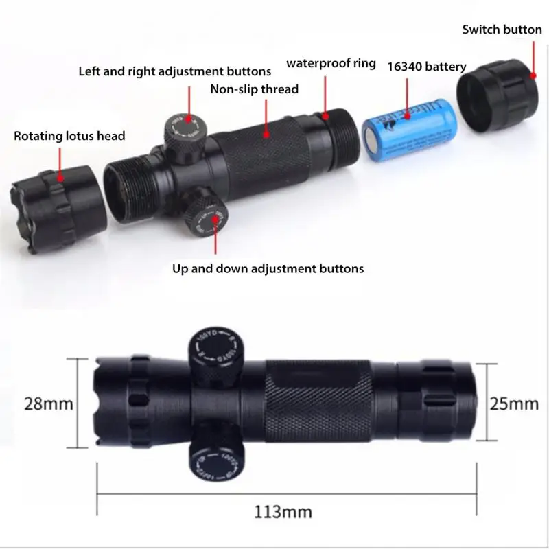 Tactical Hunting Green Laser Dot Sight Adjustable 532nm Red Laser Pointer Rifle Gun Scope Rail Barrel Pressure Switch Mount