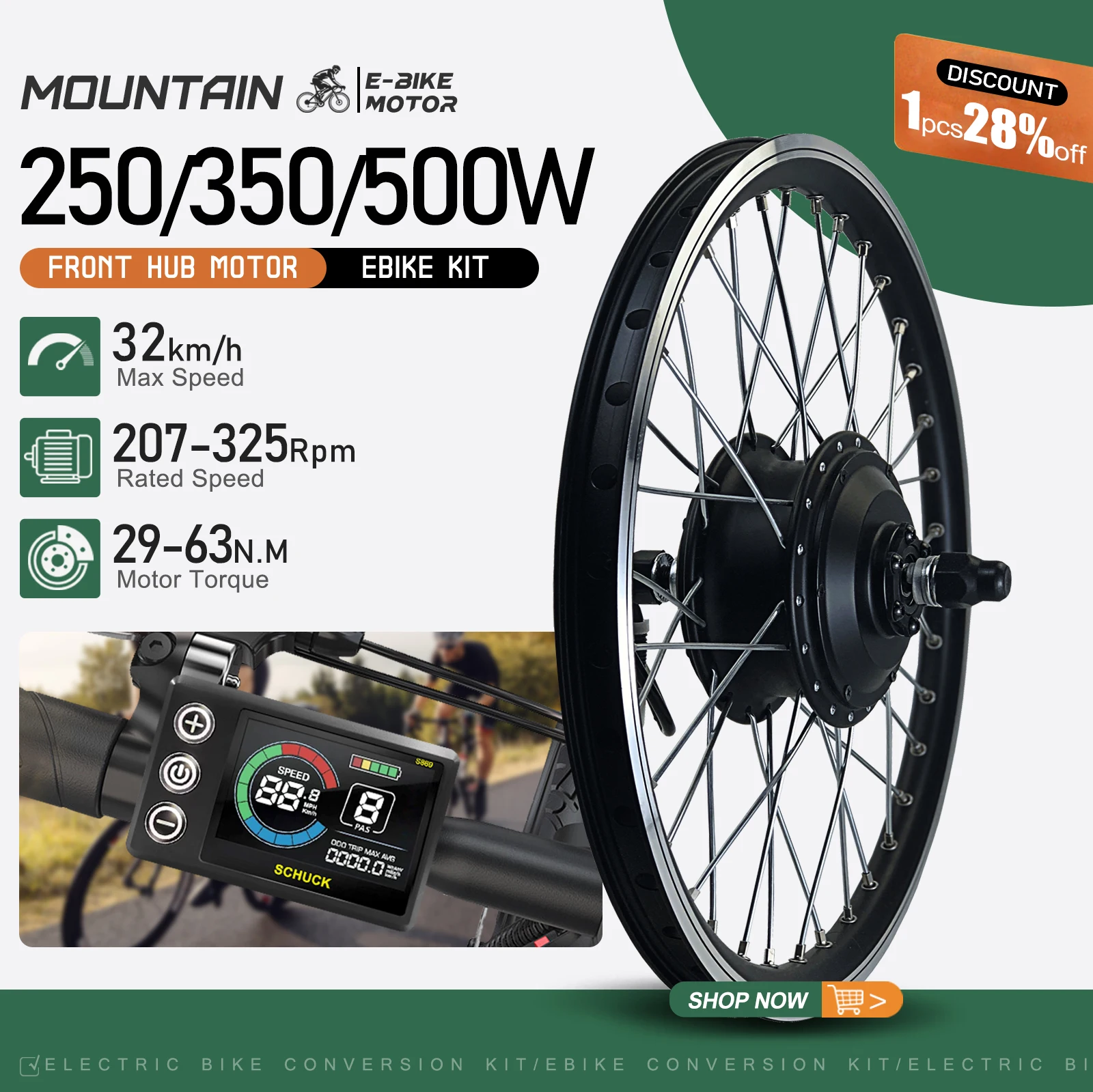 Electric Bike Conversion Kit 36V 48V 250W 350W 500W Front Wheel Hub Motor 20/26/27.5/28/29inch700C For E-bike Hub Motor Kit