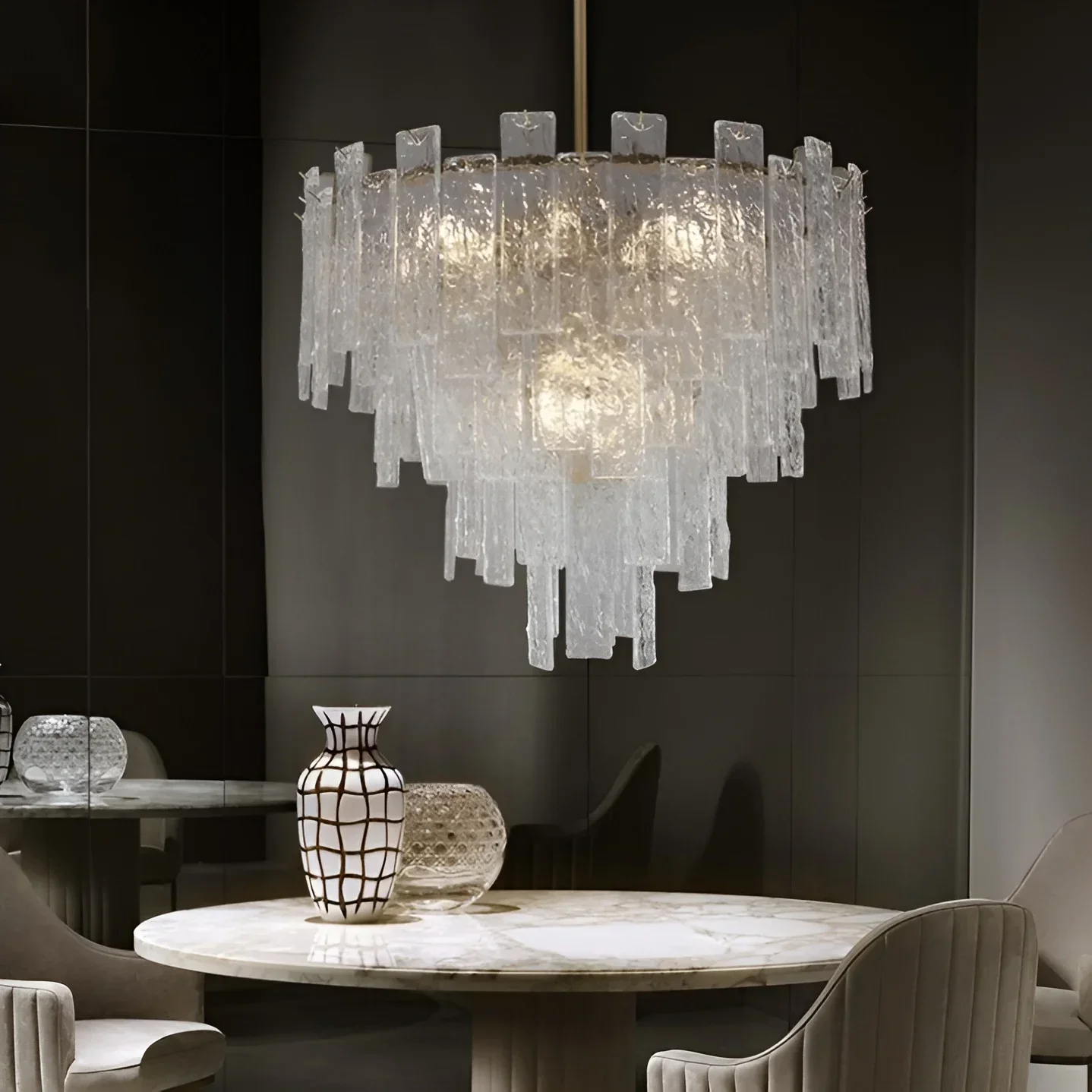 Great Falls Chandelier clear Water ripples Glass lamp LED E14 foyer Duplex Villa For Dining kitchen Island Table large hanglamp