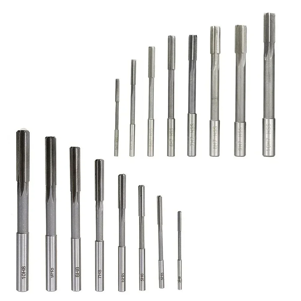8pcs H8/H7 HSS Reamer 3-10mm Straight Shank Hand Reamer Chucking Reamer Machine Reamer Milling Cutter Reamer Machining Tool