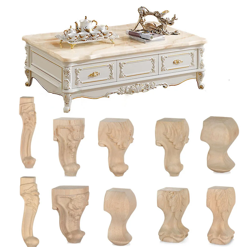 Multi Styles Decoration Crafts Accessories Cabinet Seat Feets Home Decor Vintage Wood Carved Furniture Foot Legs